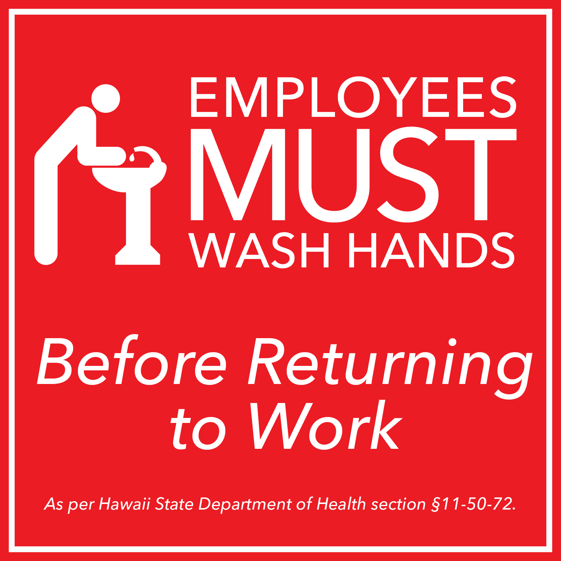 Hawaii handwashing sign