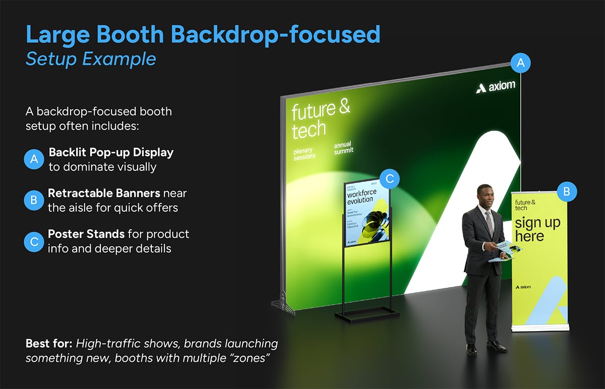 Large booth backdrop-focused