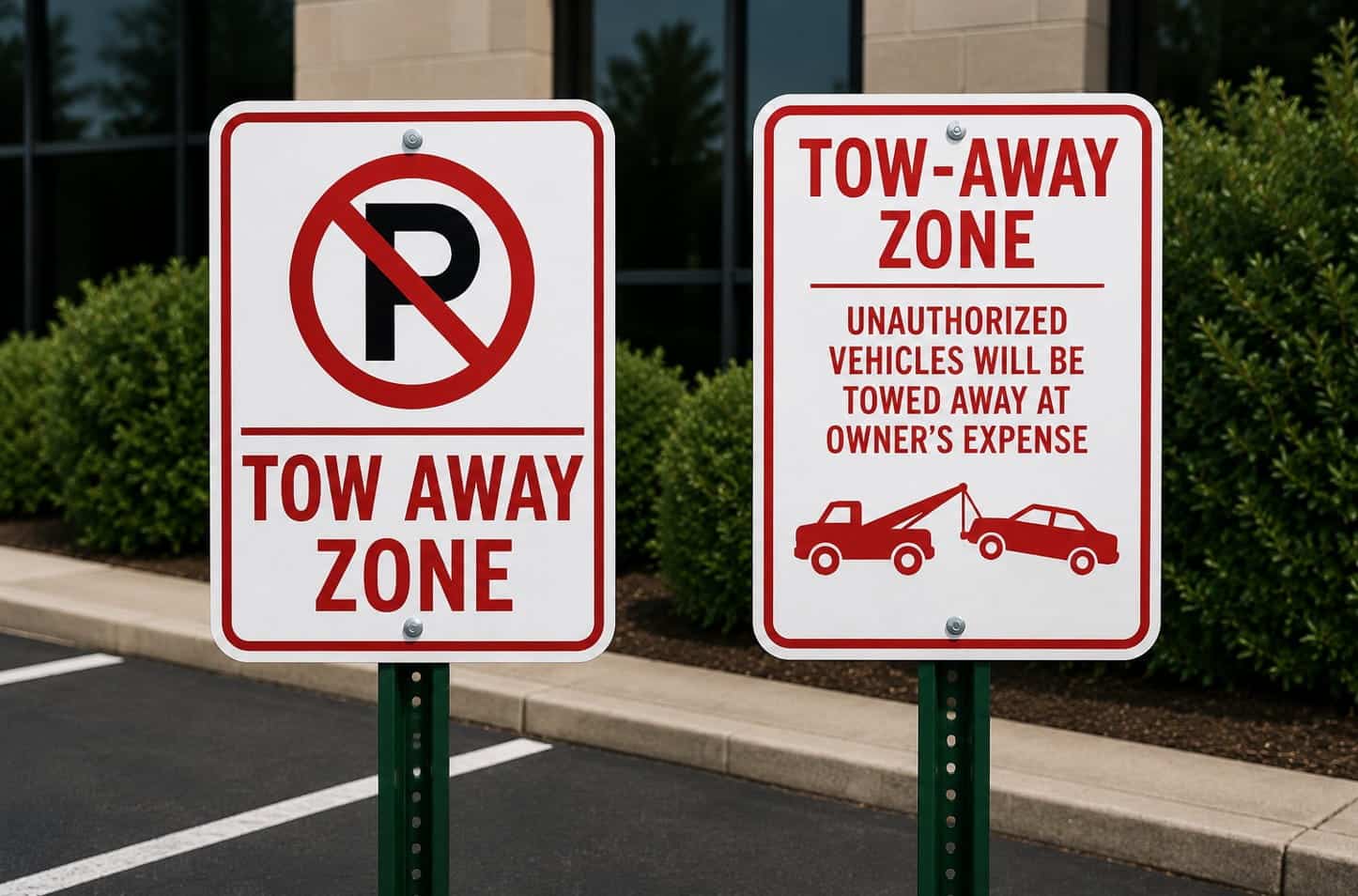Three green and white parking signs restricting vehicle parking to customers only<br>